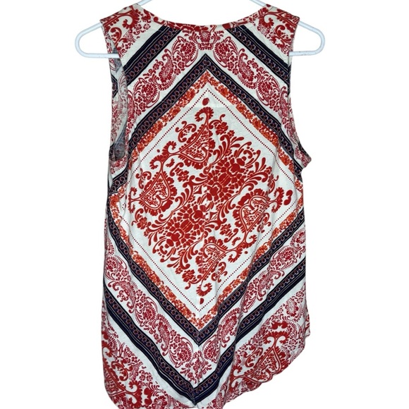 100% Cotton Lucky Brand Red and White Patterned Tank Top - Picture 2 of 7
